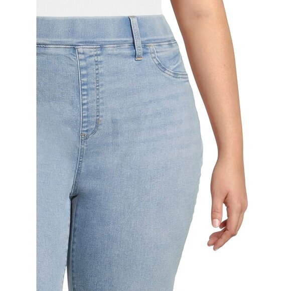 TERRA & SKY WOMENS SZ 3X (24 W / 26 W) CAPRIS JEANS LIGHT BLUE WASH JEGGINGS NWT - Picture 2 of 10